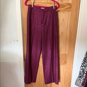 L'AGENCE Pink and Black Checkered Straight Leg Pants